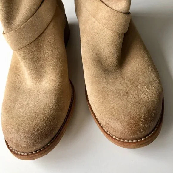 MICHAEL KORS ankle suede leather cut boot gold hardware buckle logo all season 8 - Picture 9 of 15